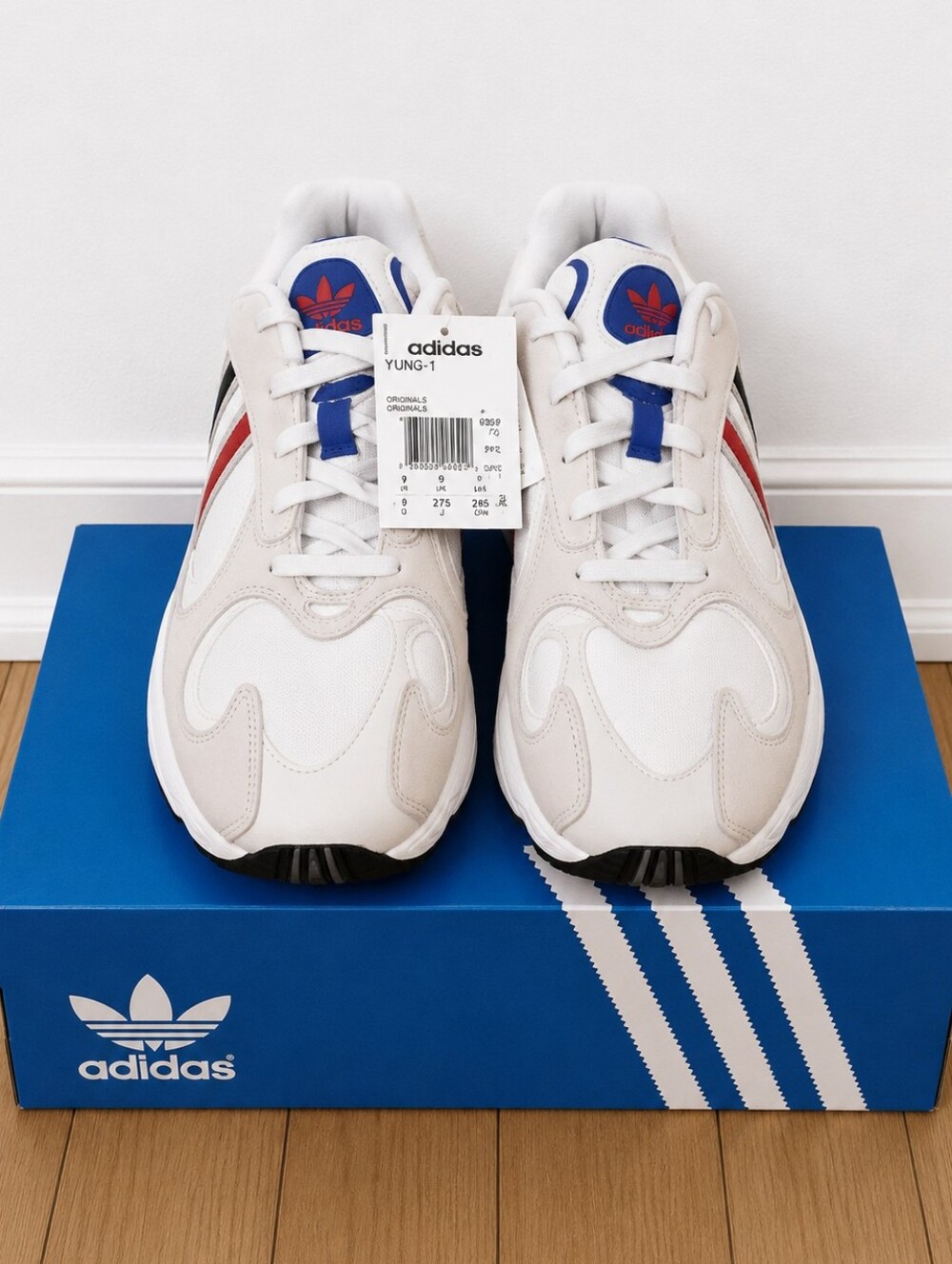 adidas Yung-1 Men's White with Red & Blue Accents